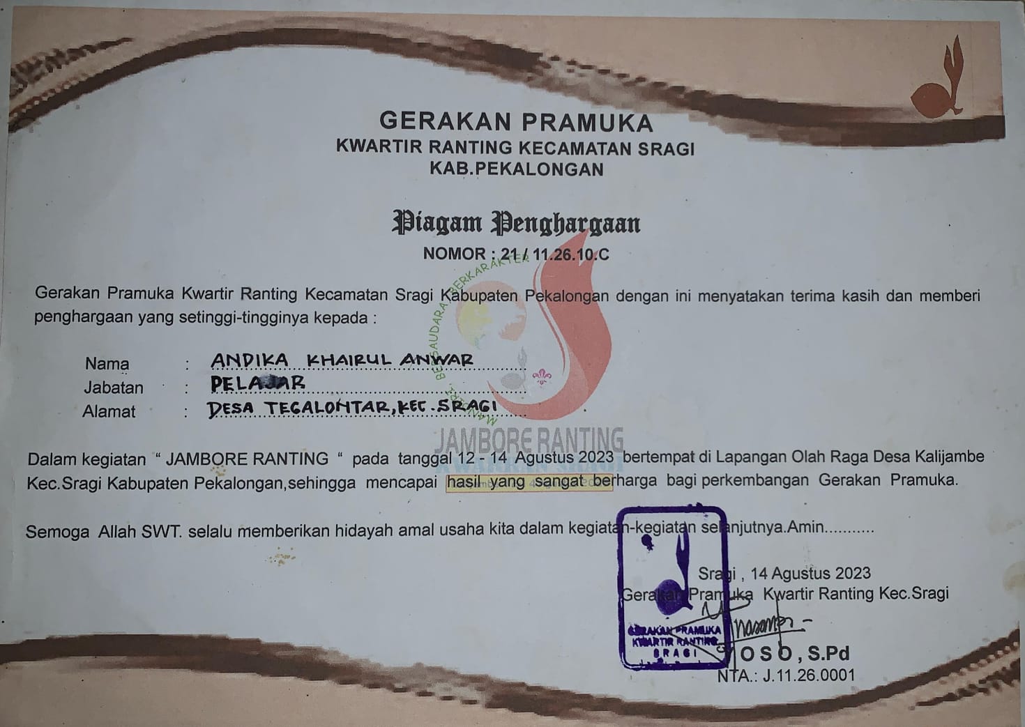Piagam Pramuka